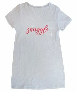 SAS Lounge & Sleepwear Oversized Graphic V-Neck Sleep Shirt | Heather Grey Snuggle