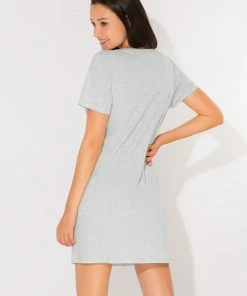 SAS Lounge & Sleepwear Oversized Graphic V-Neck Sleep Shirt | Heather Grey Snuggle