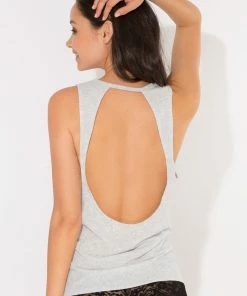 SAS Graphic Twist Back Tank Top | Light Grey Heather Eyelashes Lounge & Sleepwear
