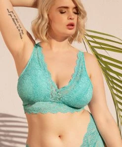 SAS Bras Signature Lace Deep V Bralette | Blue Radiance