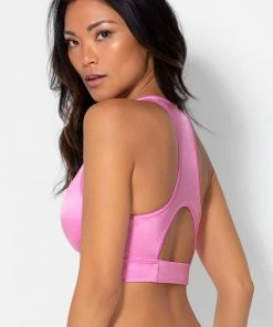 SAS Bras Cut-Out Racerback Bralette | Light Violet Satin