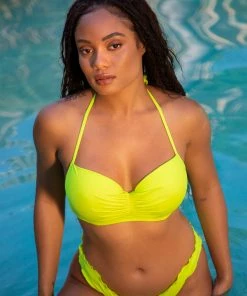 SAS Swimwear Swim Secret Halter Bikini Top | Neon Yellow
