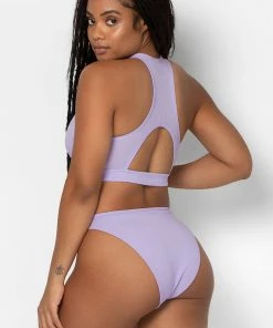 SAS Comfort Cotton Rib High-Leg Bikini Panty 2 Pack | Lilac Iris Cotton/Light Grey Heather Cotton