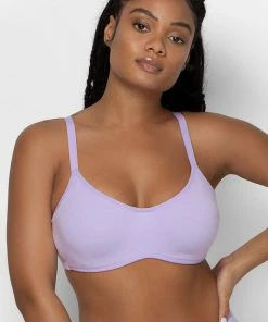 SAS Bras Comfort Cotton Scoop Neck Unlined Underwire Bra | Lilac Iris Cotton