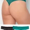 SAS Panties Lace Trim Thong Panty 2 Pack | Fanfare/Black Hue