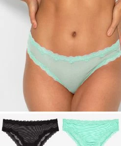 SAS Lace Trim Cheeky Panty 2 Pack | Mint Chip/Black Hue