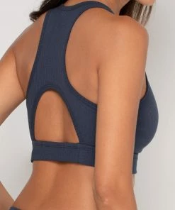 SAS Comfort Cotton Rib Cut-Out Racerback Bralette | Navy Highlight Bralettes