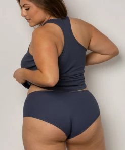 SAS Comfort Cotton Rib Tank Top & Shorts Sleep Set | Navy Highlight