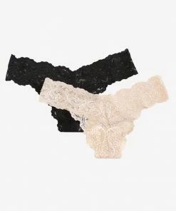 SAS Signature Lace Thong Panty 2 Pack | In The Buff/Black Hue