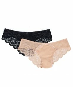 SAS Signature Lace Back Cheeky Panty 2 Pack | Black Hue/ In The Buff