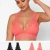 SAS Signature Lace Deep V Bralette 2 Pack | Punchy Peach/Black Hue Bras