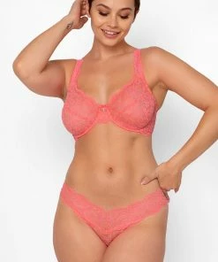 SAS Panties Signature Lace Thong Panty 2 Pack | Punchy Peach/Black Hue