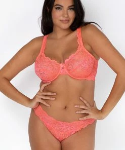 SAS Bras Plus Size Signature Lace Unlined Underwire Bra With Added Support | Punchy Peach