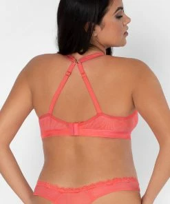 SAS Sheer Mesh Plunge Bralette | Punchy Peach Bras