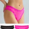 SAS Lace Trim Cheeky Panty 2 Pack | Electric Pink/Black Hue Panties