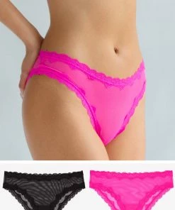 SAS Lace Trim Cheeky Panty 2 Pack | Electric Pink/Black Hue Panties