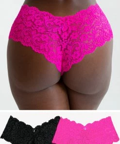SAS Signature Lace Cheeky Panty 2 Pack | M Pink/ Black Hue Panties