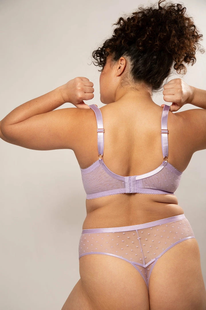 SAS Bras Plus Size Retro Lace & Mesh Unlined Underwire Bra | Lilac Iris 4 SAS Bras Plus Size Retro Lace & Mesh Unlined Underwire Bra | Lilac Iris