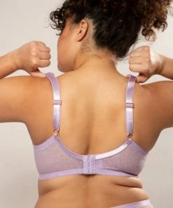 SAS Bras Plus Size Retro Lace & Mesh Unlined Underwire Bra | Lilac Iris