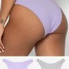 SAS Comfort Cotton Rib High-Leg Bikini Panty 2 Pack | Lilac Iris Cotton/Light Grey Heather Cotton