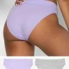 SAS Comfort Cotton High-Waisted  Brief  Panty 2 Pack | Lilac Iris Cotton/Light Grey Heather Cotton Panties