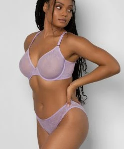 SAS Sheer Mesh Demi Underwire Bra | Lilac Iris Smooth Lace Bras