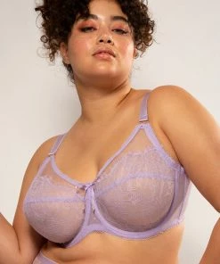 SAS Bras Plus Size Retro Lace & Mesh Unlined Underwire Bra | Lilac Iris