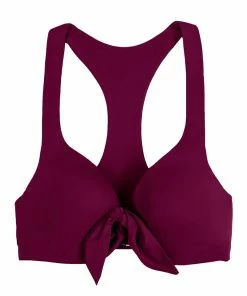 SAS Front-Tie Push-Up Bikini Top | Purple Velvet Swim
