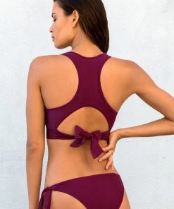 SAS Cut-Out Racerback Bikini Top | Purple Velvet Swim