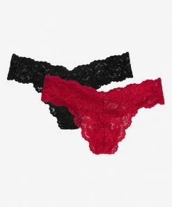 SAS Signature Lace Thong Panty 2 Pack | No No Red/ Black Hue
