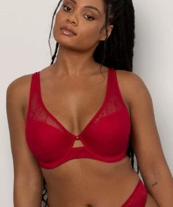 SAS Bras Mesh Plunge Bra | No No Red Smooth Lace