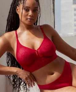 SAS Smooth Lace Longline Bralette | No No Red Smooth Lace