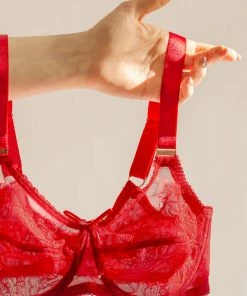 SAS Bras Plus Size Retro Lace & Mesh Unlined Underwire Bra | No No Red Lace 13 SAS Bras Plus Size Retro Lace & Mesh Unlined Underwire Bra | No No Red Lace