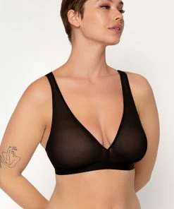 SAS Sheer Mesh Plunge Bralette | Black Hue Mesh Bras