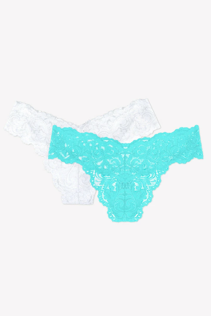 SAS Signature Lace Thong Panty 2 Pack | Blue Radiance/White Panties 1 SAS Signature Lace Thong Panty 2 Pack | Blue Radiance/White Panties