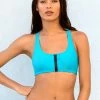 SAS Plus Size Bikini Tops Zip-Up Bikini Top | Turquoise
