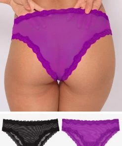 SAS Lace Trim Cheeky Panty 2 Pack | Fierce Violet/Black Hue
