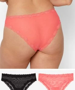 SAS Lace Trim Cheeky Panty 2 Pack | Punchy Peach/Black Hue Panties