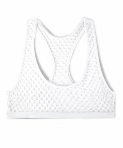 SAS Cropped Fishnet Bikini Top | White Fishnet Swimwear