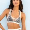 SAS Cropped Fishnet Bikini Top | White Fishnet Swimwear