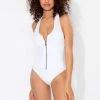 SAS Racerback One Piece Swimsuit | White Solid Swimwear