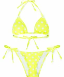 SAS Triangle String Bikini Set | Safety Yellow W/ White Dot 6 SAS Triangle String Bikini Set | Safety Yellow W/ White Dot