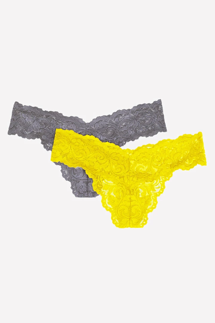 SAS Signature Lace Thong Panty 2 Pack | Cabana Banana/Anthracite Panties 1 SAS Signature Lace Thong Panty 2 Pack | Cabana Banana/Anthracite Panties