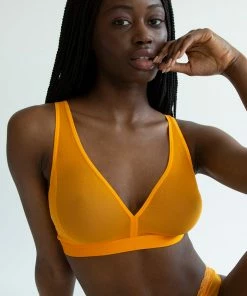 SAS Sheer Mesh Plunge Bralette | Saffron