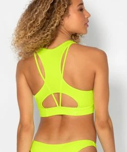 SAS Cut-Out Racerback Bikini Top | Neon Yellow