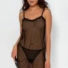 SAS Sheer Lace & Mesh Chemise Lingerie | Black Dot Mesh