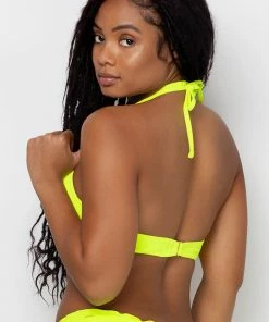 SAS Swimwear Swim Secret Halter Bikini Top | Neon Yellow