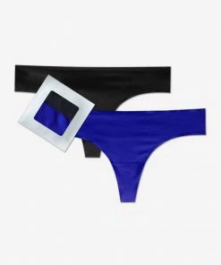 SAS Panties No-Show Thong 2 Pack | Black Hue/Crazy Cobalt