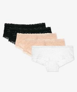 SAS Panties My Favorite Lace Boyshort Panty 5 Pack | Black/Black/White/Buff/Buff