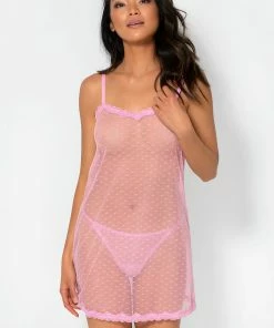 SAS Sheer Lace & Mesh Chemise Lingerie | Orchid Dot Mesh